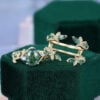Oval Cut Moss Agate Bridal Ring Set Nature Inspired Leaf Ring Set (4)