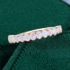 Oval Cut Natural Opal Wedding Band Half Eternity Stacking Ring (4)