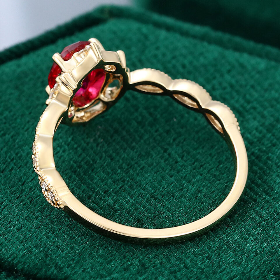 Oval Cut Ruby Engagement Ring Vintage Inspired Promise Ring (2)