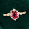 Oval Cut Ruby Engagement Ring Vintage Inspired Promise Ring (4)