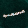 Patchwork Natural Opal And Diamond Wedding Band Half Eternity Stacking Ring (6)
