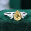 Pear Cut Citrine Engagement Ring With Marquise Moissanite Accents (1)