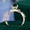 Pear Cut Emerald Vine Engagement Ring With Moissanite Accents (2)