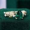 Pear Cut Emerald Vine Engagement Ring With Moissanite Accents (5)