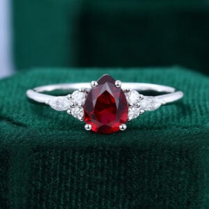 Classic Cluster | Pear Cut Garnet Engagement Ring For Women