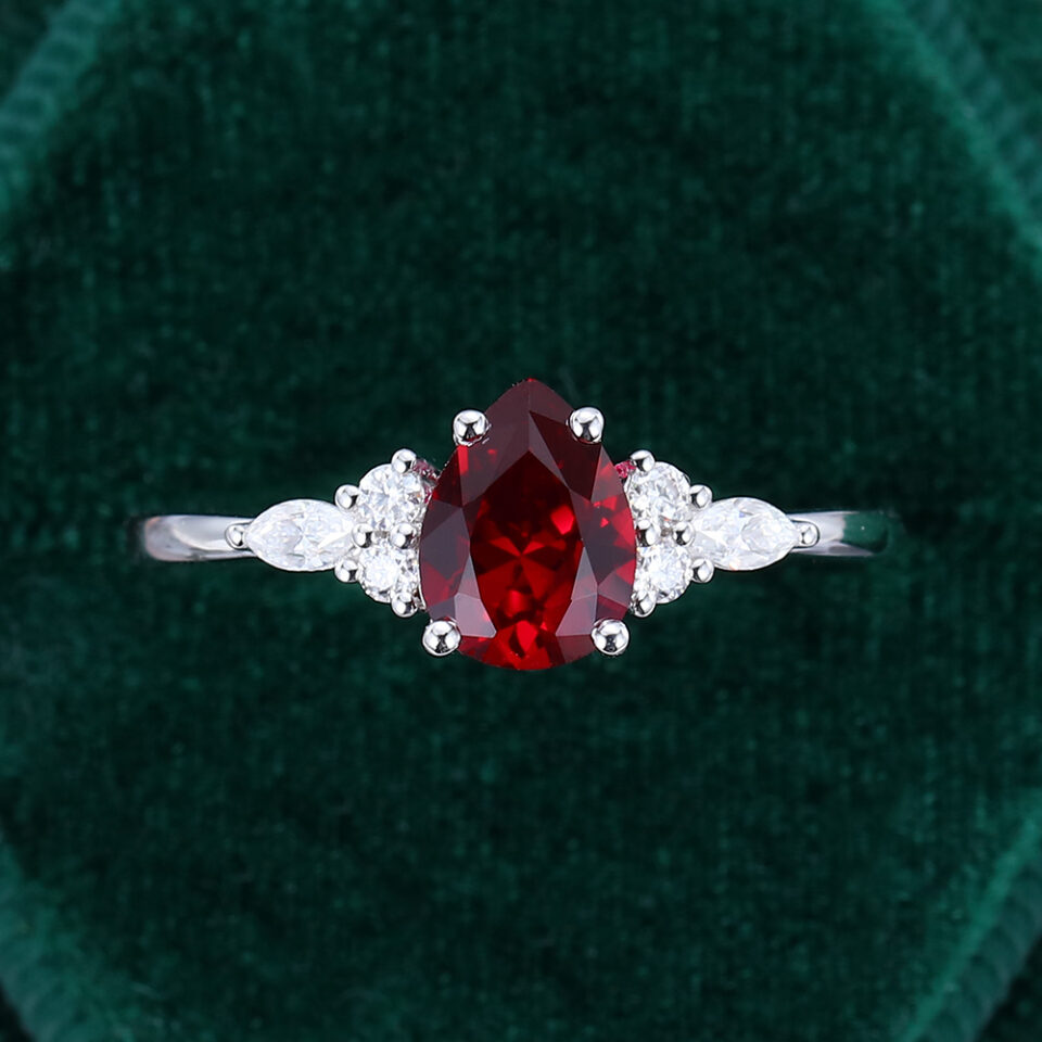 Pear Cut Garnet Engagement Ring For Women (2)