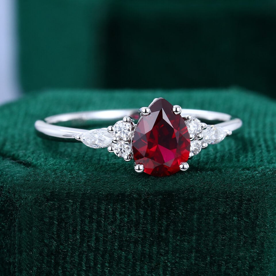 Pear Cut Garnet Engagement Ring For Women (5)