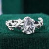 Pear Cut Gray Moissanite Engagement Ring Nature Inspired Promise Ring (1)