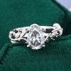 Pear Cut Gray Moissanite Engagement Ring Nature Inspired Promise Ring (2)