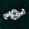 Pear Cut Gray Moissanite Engagement Ring Nature Inspired Promise Ring (4)
