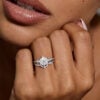 Pear Cut Lab Diamond Infinity Pavé Engagement Ring Set 2PCS Unique Bridal Ring Set (2)