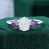Pear Cut Natural Opal Engagement Ring With Marquise Amethyst Accents (2)