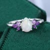 Pear Cut Natural Opal Engagement Ring With Marquise Amethyst Accents (4)