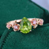 Pear Cut Peridot Cherry Blossom Promise Ring Nature Inspired Engagement Ring (4)