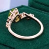 Pear Cut Peridot Cherry Blossom Promise Ring Nature Inspired Engagement Ring (5)