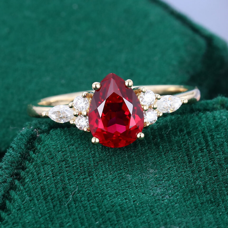 Pear Cut Ruby Engagement Ring With Moissanite Accents (3)