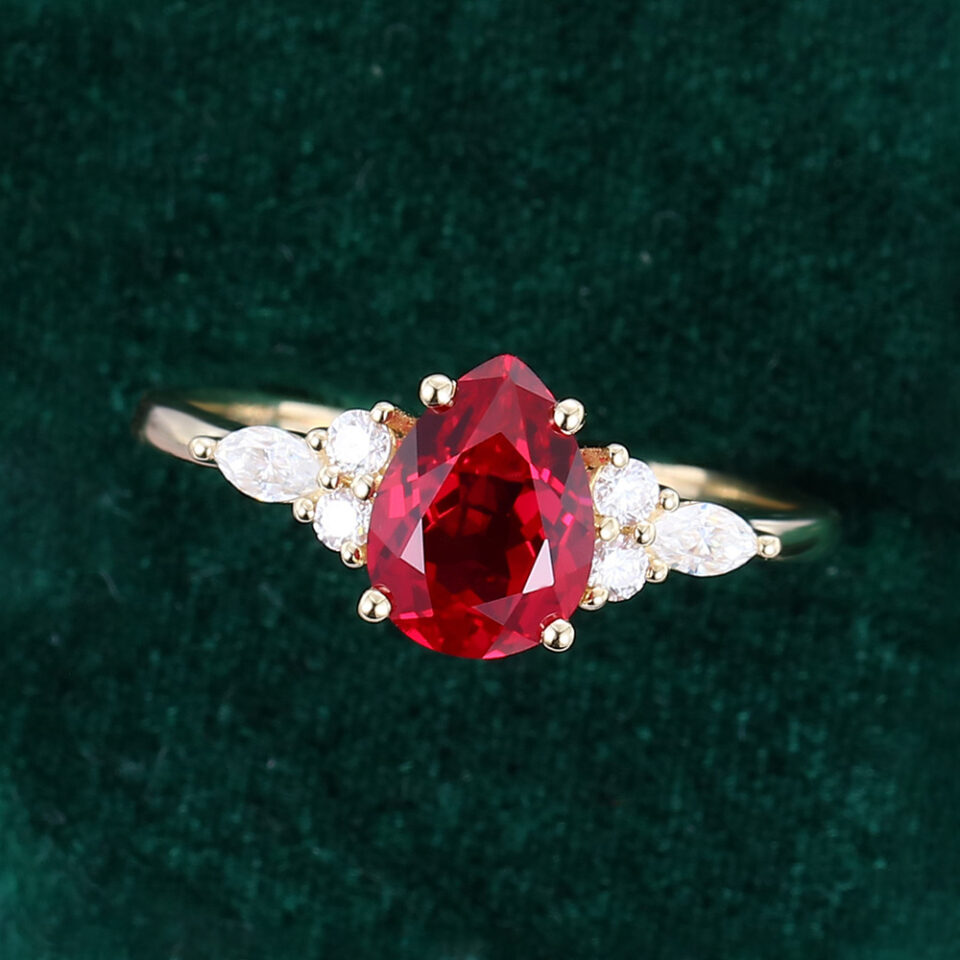 Pear Cut Ruby Engagement Ring With Moissanite Accents (4)