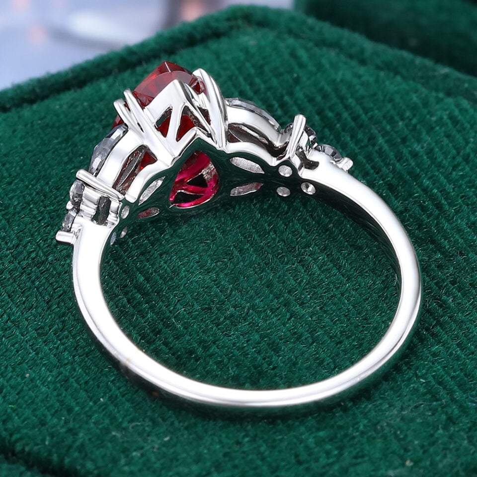 Pear Cut Ruby Engagement Ring With S&P Diamond Blossom (2)