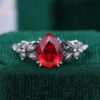 Pear Cut Ruby Engagement Ring With S&P Diamond Blossom (6)
