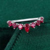 Pear & Round Cut Ruby Curved Wedding Band Stacking Ring (1)