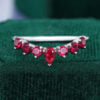 Pear & Round Cut Ruby Curved Wedding Band Stacking Ring (6)