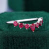 Pear & Round Cut Ruby Curved Wedding Band Stacking Ring (7)