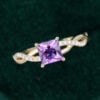 Princess Cut Amethyst Engagement Ring Crossover Shank Promise Ring (3)