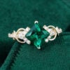 Princess Cut Emerald Engagement Ring With Pavé Cluster Accents (2)