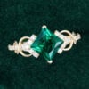Princess Cut Emerald Engagement Ring With Pavé Cluster Accents (4)