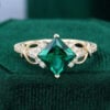 Princess Cut Emerald Engagement Ring With Pavé Cluster Accents (6)
