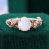 Round Cut Natural Opal Engagement Ring Floral Inspired Promise Ring (5)