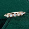 Round Cut Natural Opal Wedding Band Milgrain Design Stacking Anniversary Ring (3)