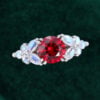 Round Cut Ruby Blossom Engagement Ring With Moonstone Cluster Accents (1)