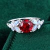 Round Cut Ruby Blossom Engagement Ring With Moonstone Cluster Accents (3)