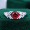 Round Cut Ruby Blossom Engagement Ring With Moonstone Cluster Accents (5)