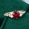 Round Cut Ruby Engagement Ring With Moissanite Cluster Accents (1)
