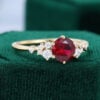 Round Cut Ruby Engagement Ring With Moissanite Cluster Accents (2)