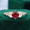 Round Cut Ruby Engagement Ring With Moissanite Cluster Accents (3)