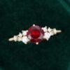 Round Cut Ruby Engagement Ring With Moissanite Cluster Accents (4)