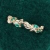 Round & Marquise Cut Emerald Wedding Band Leaf Inspired Stacking Ring (6)