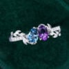 Topaz & Amethyst Two Stone Engagement Ring Nature Inspired Toi et Moi Ring(2)
