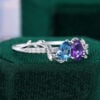 Topaz & Amethyst Two Stone Engagement Ring Nature Inspired Toi et Moi Ring(5)