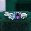 Topaz & Amethyst Two Stone Engagement Ring Nature Inspired Toi et Moi Ring(6)