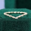 Twisted Design Diamond Curved Wedding Band For Women (2)