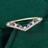 Vintage Amethyst Curved Wedding Band Stacking Anniversary Ring (3)