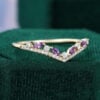 Vintage Amethyst Curved Wedding Band Stacking Anniversary Ring (4)