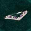 Vintage Amethyst Curved Wedding Band Stacking Anniversary Ring (7)