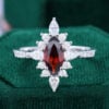 Vintage Marquise Cut Garnet Sunburst Halo Engagement Ring (1)