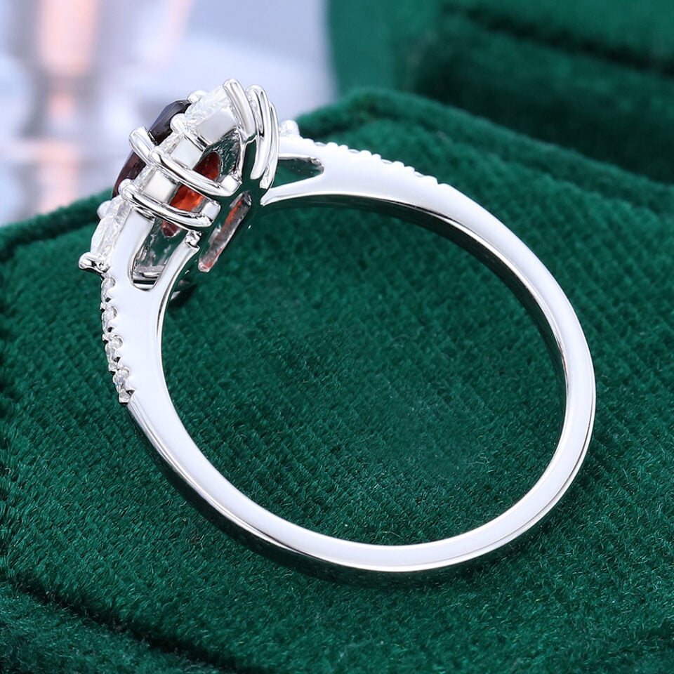 Vintage Marquise Cut Garnet Sunburst Halo Engagement Ring (5)