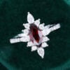 Vintage Marquise Cut Garnet Sunburst Halo Engagement Ring (6)
